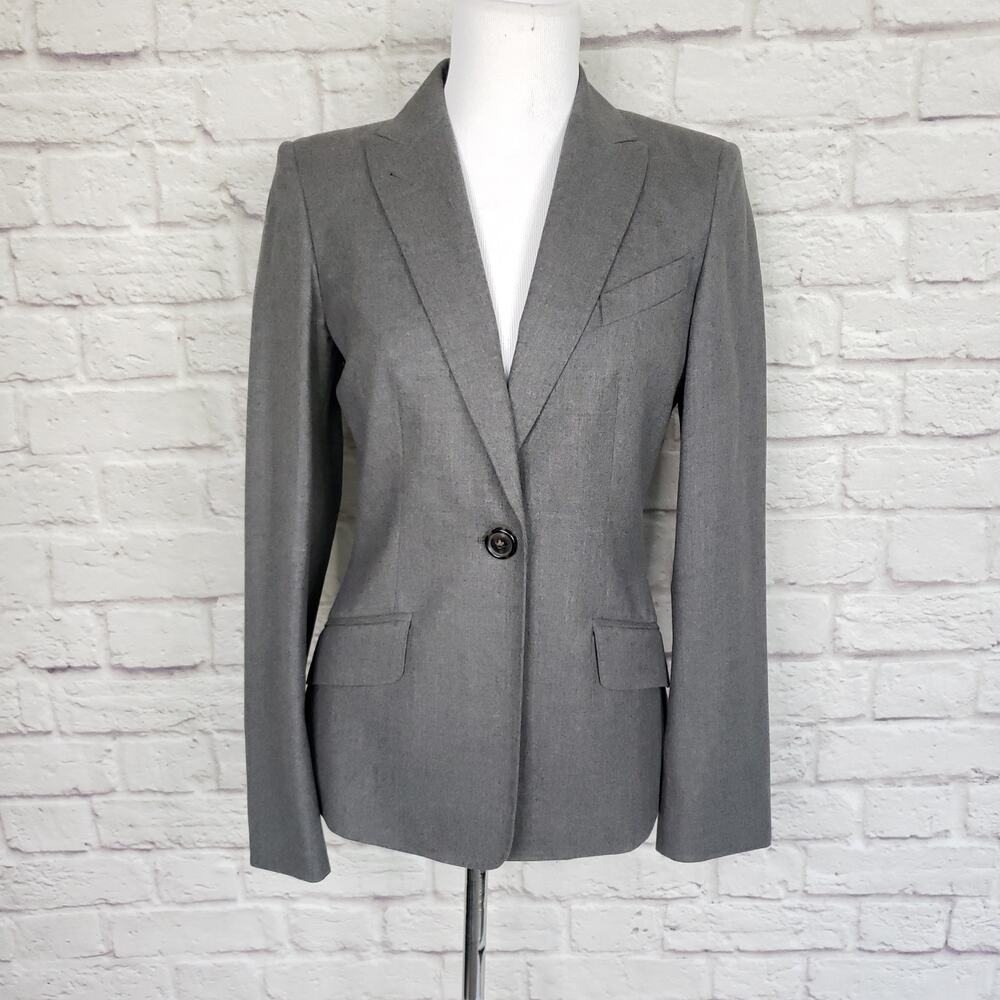 Piazza Sempione Scarlett Gray Stretch Wool Blazer Jacket Career Office S…